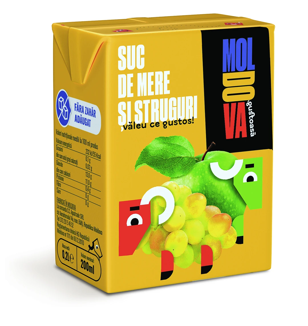 Moldova Gustoasă Suc Mere și Struguri 0.2 L