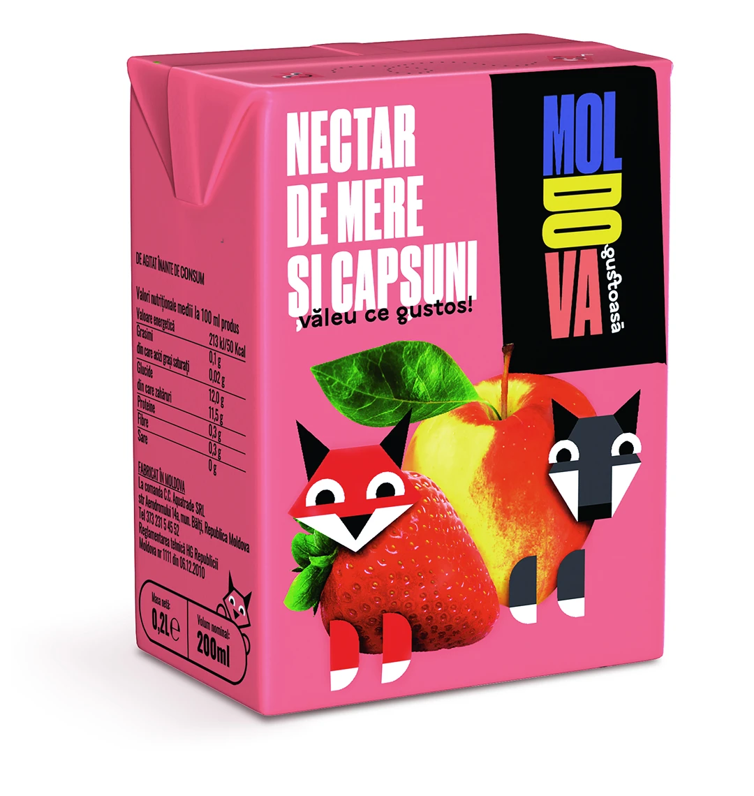 Moldova Gustoasă Nectar Mere și Căpșuni 0.2 L